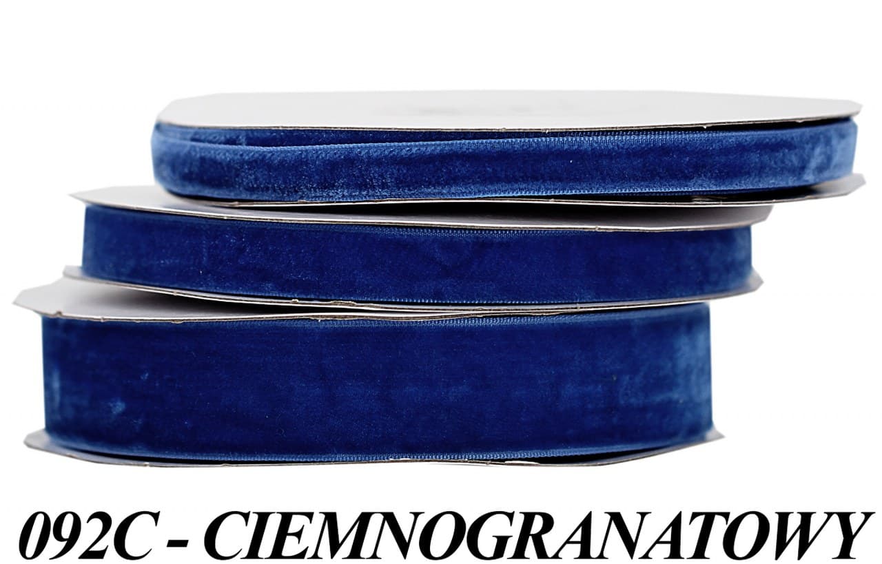 Wstążka aksamitna velvetowa, 9mm/9mb, c.granatowa