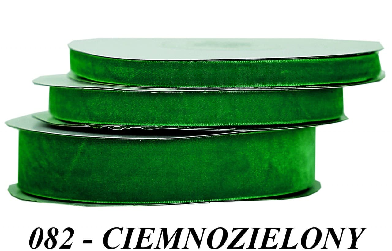 Wstążka aksamitna velvetowa, 9mm/9mb ciemnozielona