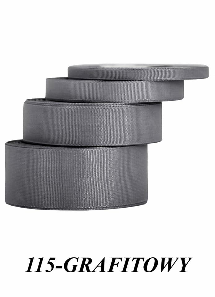 Wstążka rypsowa, 25mm/22mb, grafitowa