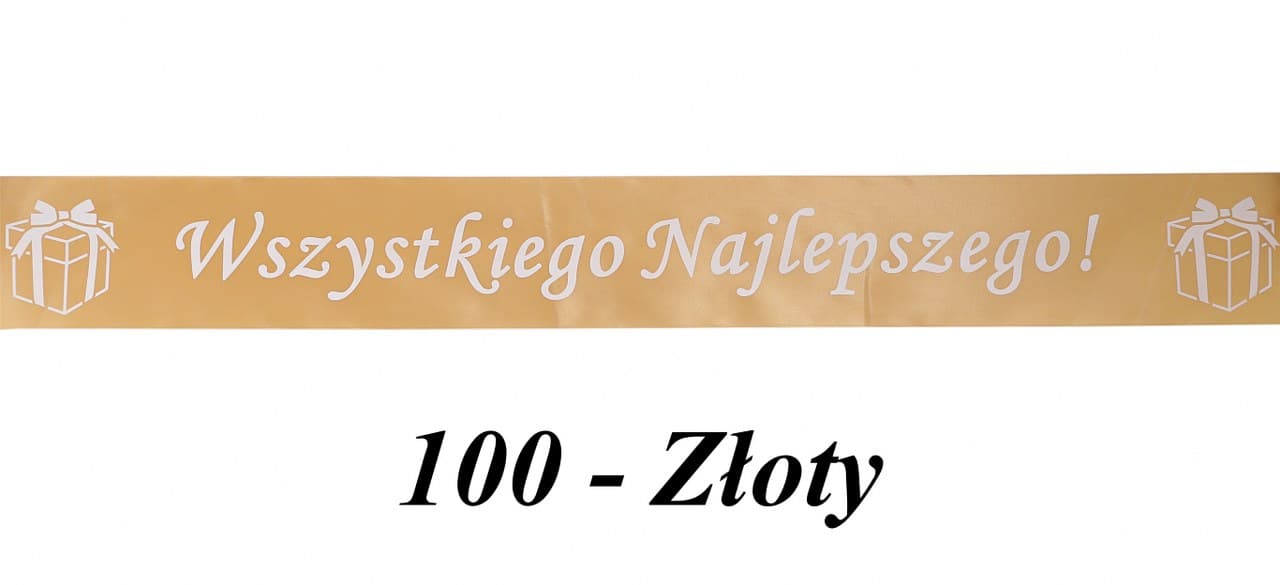 Wstążka satyna Wszystkiego Naj 50mm/10y, złota