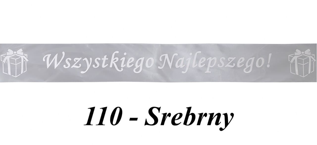 Wstążka satyna Wszystkiego Naj 50mm/10y, srebrna