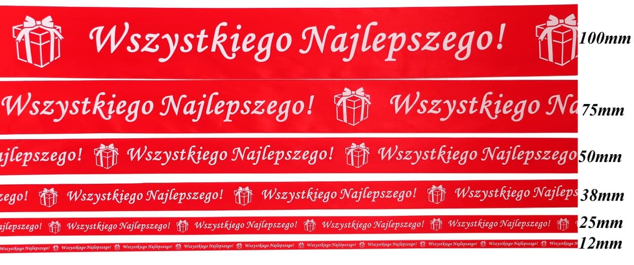 Wstążka satyna Wszystkiego Naj 100mm/10y, czerwona
