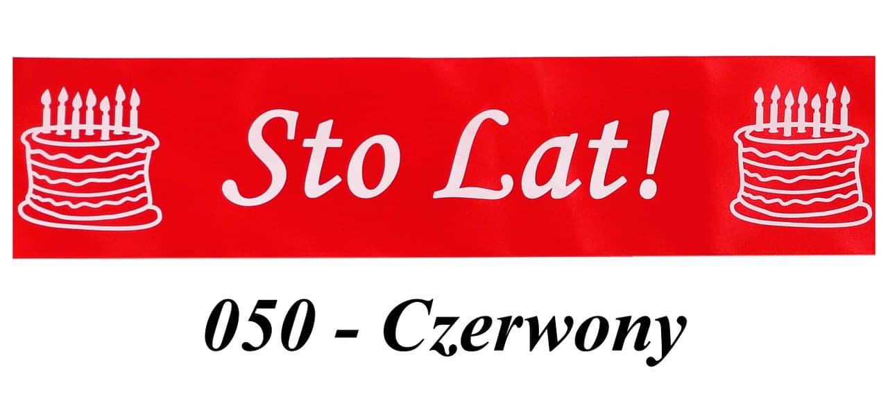 Wstążka satyna Sto Lat, 100mm/10y, czerwona