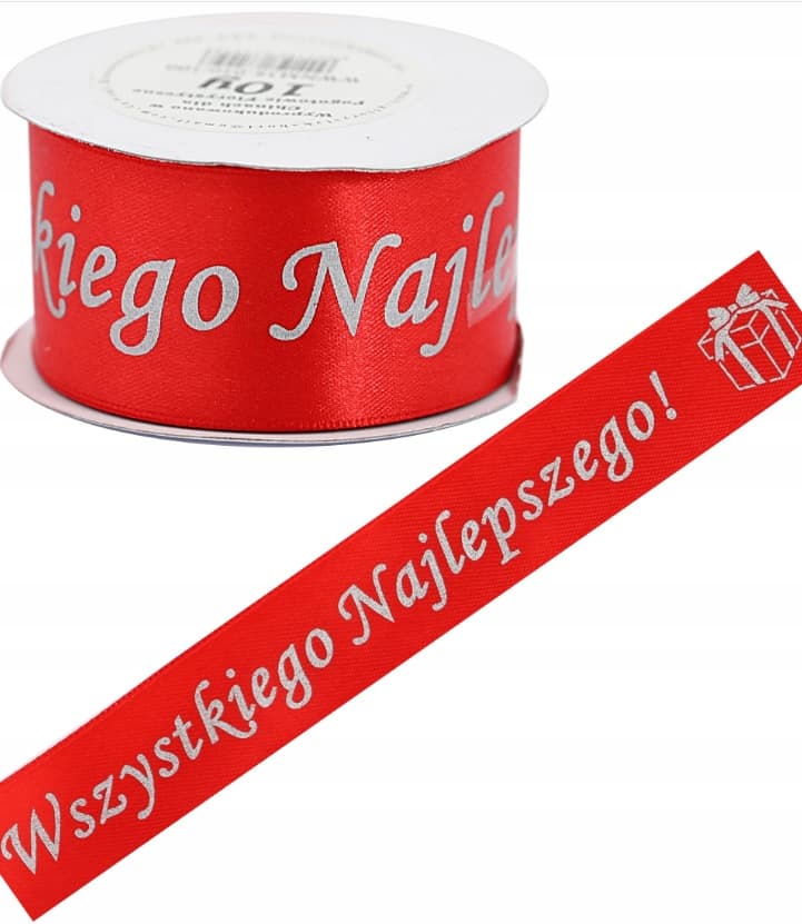 Wszystkiego Naj metal, 38mm/10y czerwona/srebro 