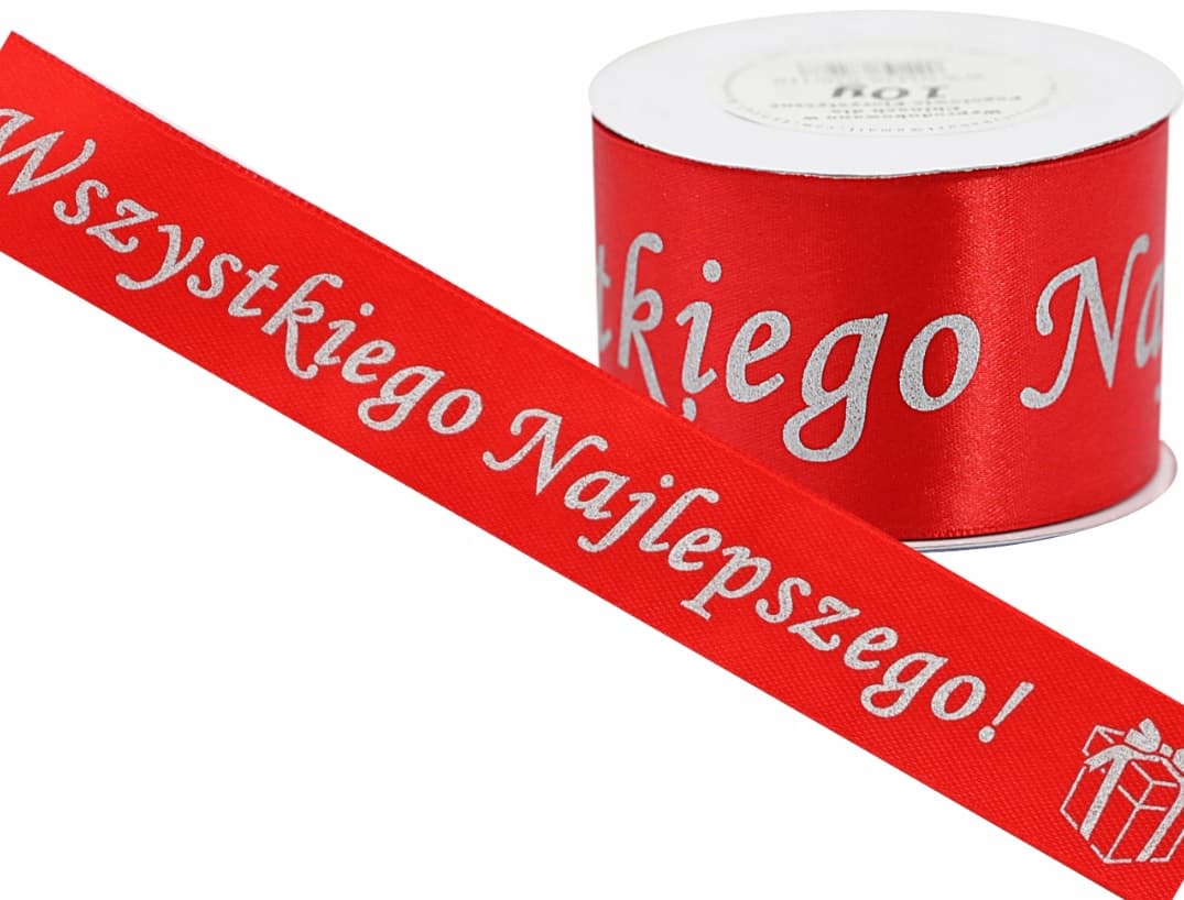 Wszystkiego Naj metal, 50mm/10y czerwona/srebro