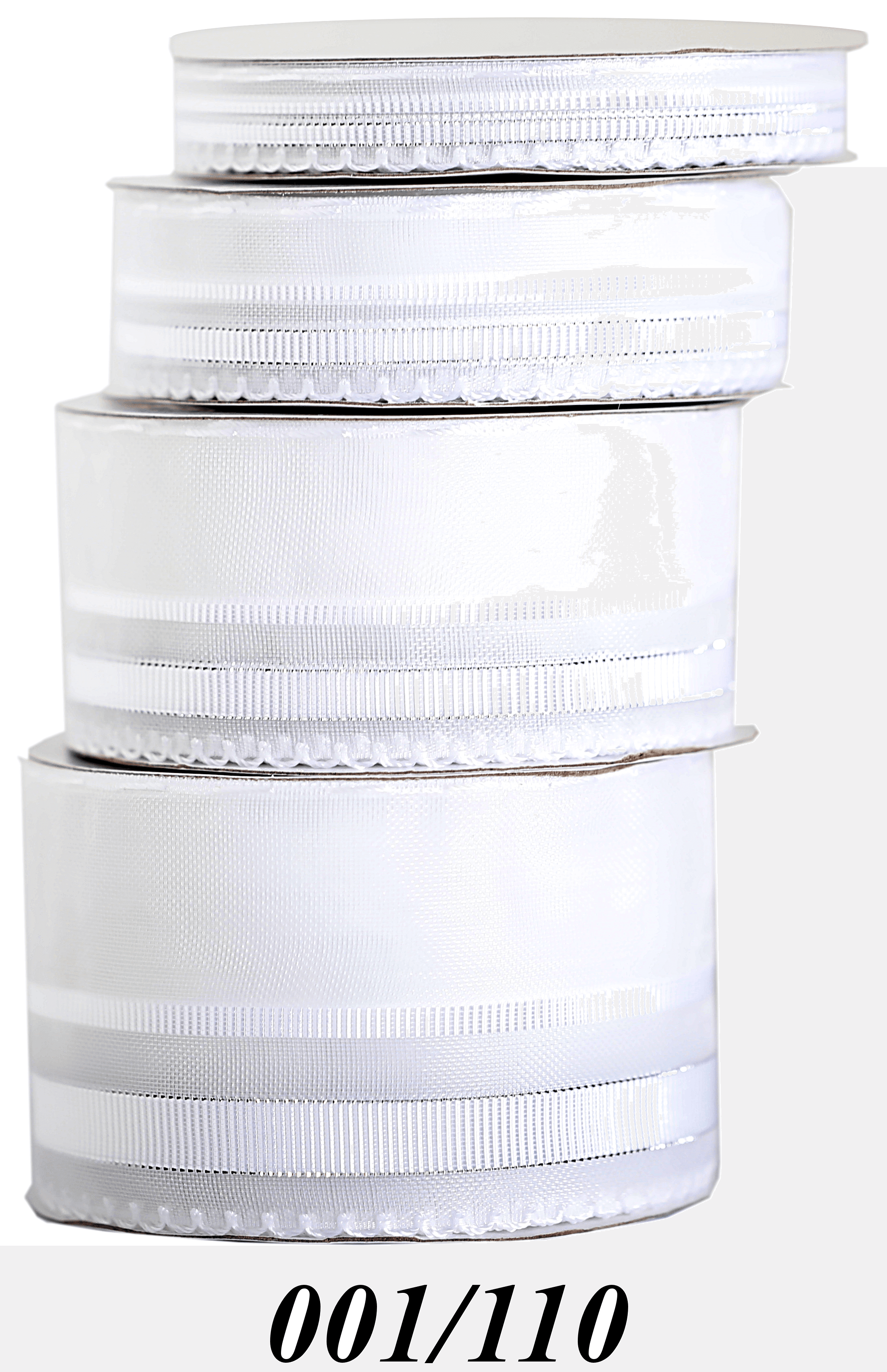 Wstążka szyfonowa/paski rypsowe srebrne, 38mm/10y