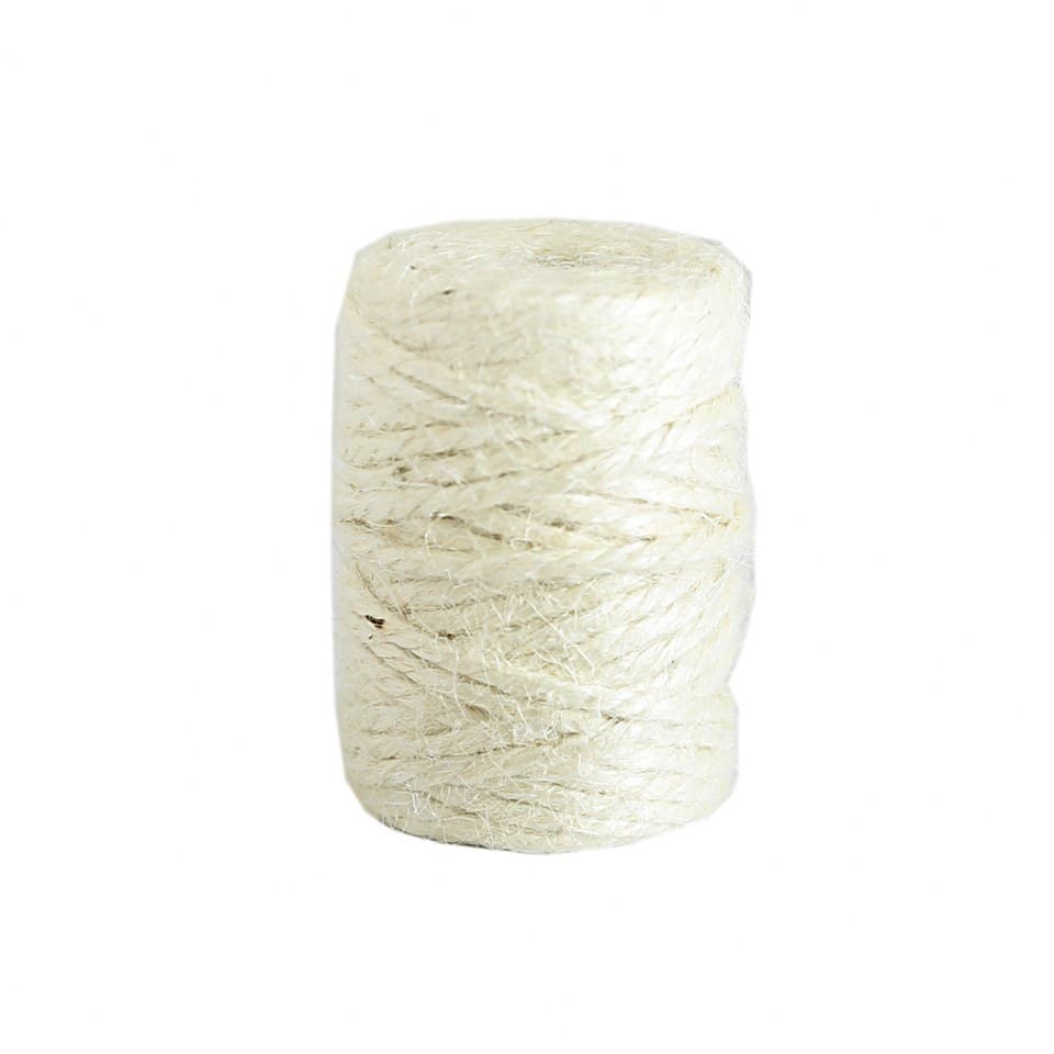 Sznurek jutowy pleciony, 2mm/50g/ 21mb, wybielany