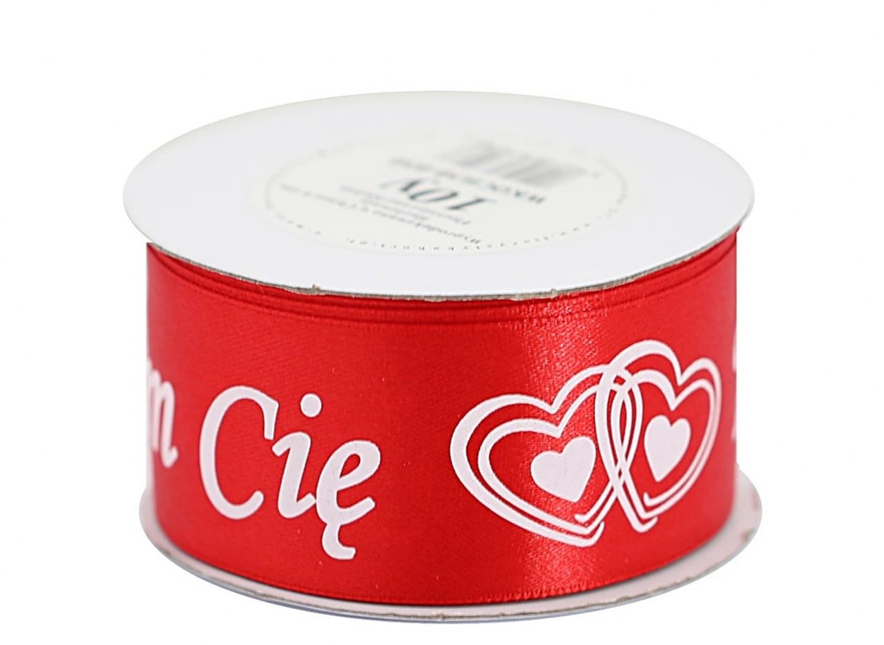 Wstążka Kocham Cię 38mm/10y, czerwona
