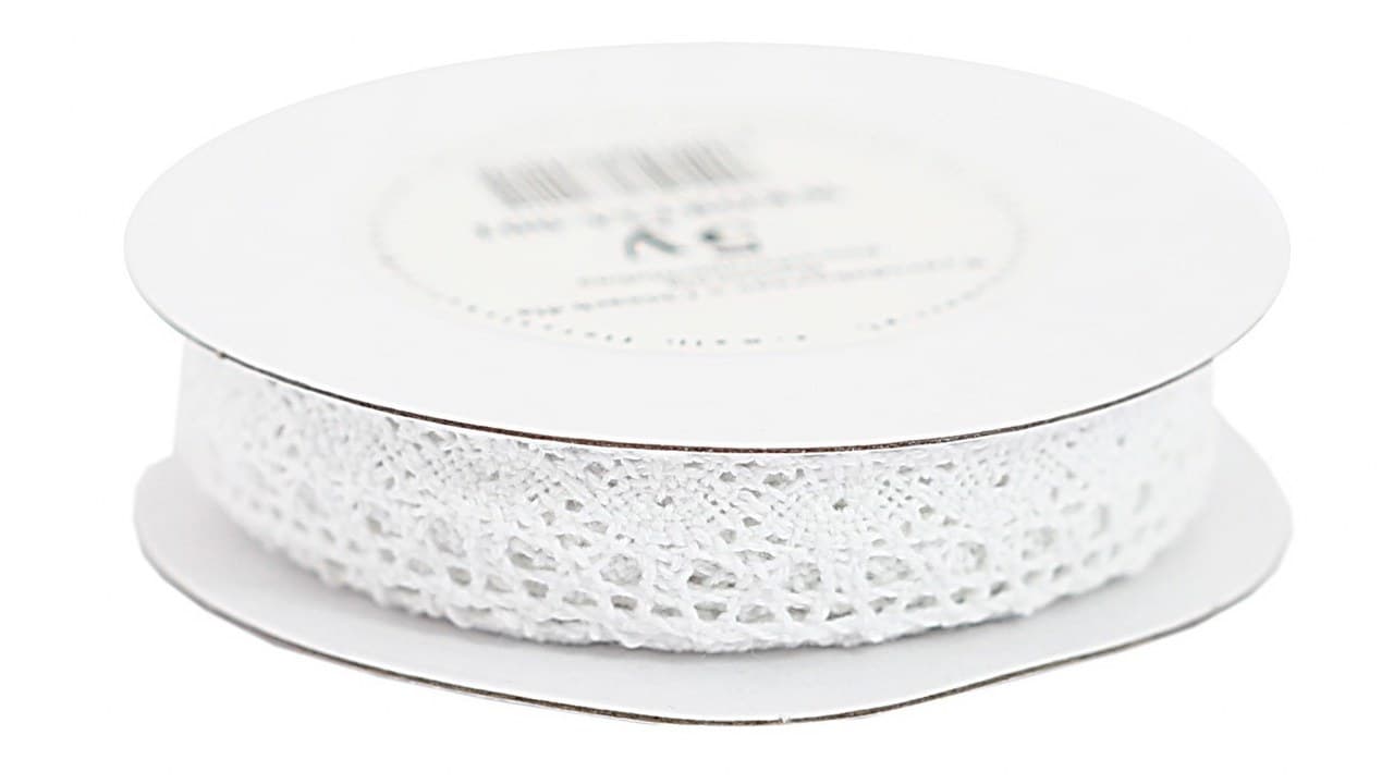 Wstążka koronka asymetryczna 15mm/5y, biała