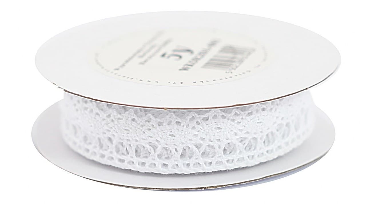 Wstążka koronka asymetryczna 2cm/5y, biała