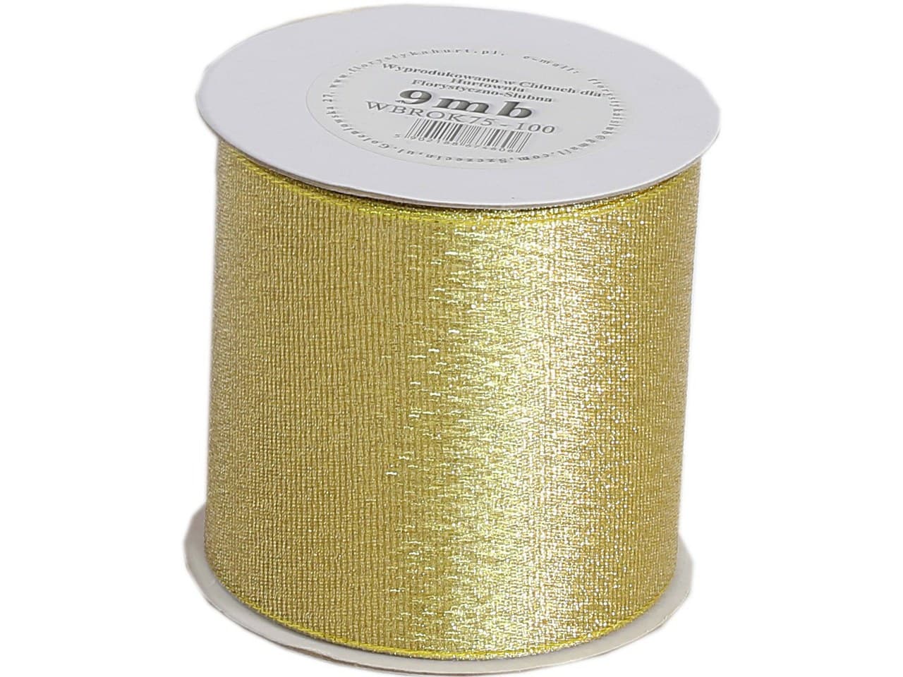 Wstążka brokatowa 75mm/9mb, złota