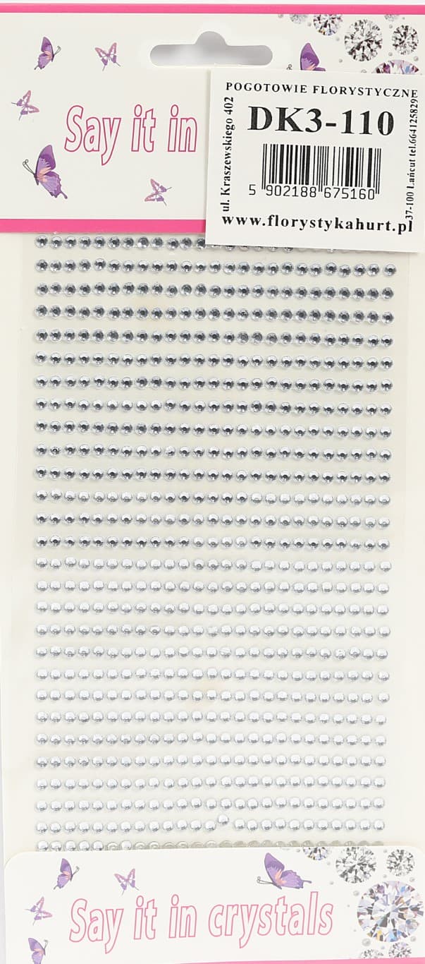 Dżety samoprzylepne kryształki 3mm/700szt, srebrne