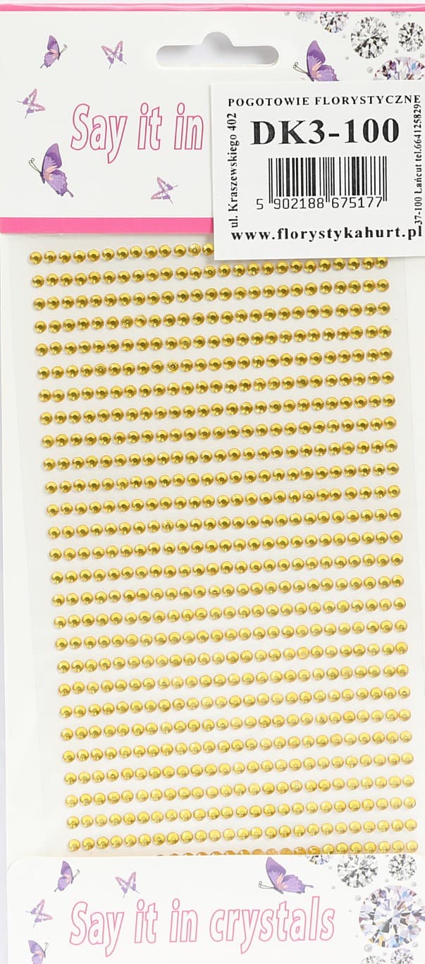 Dżety samoprzylepne kryształki 3mm/700szt, złote