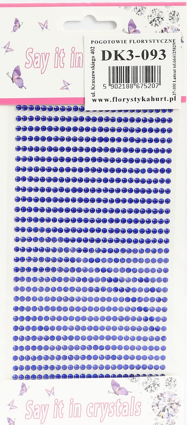 Dżety samoprzylepne kryształki 3mm/700szt chabrowe