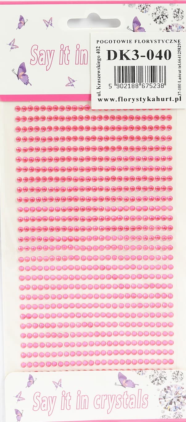 Dżety samoprzylepne kryształki 3mm/700szt, różowe