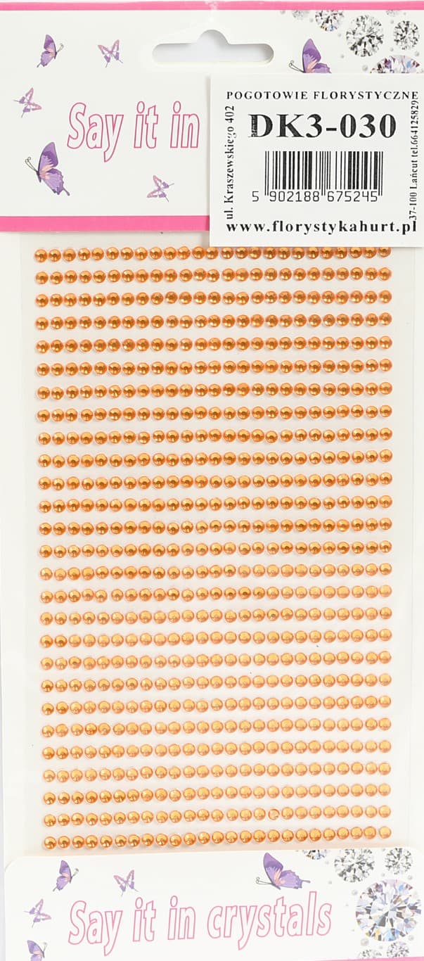 Dżety samoprzylepne kryształki 3mm/700sz pomarańcz
