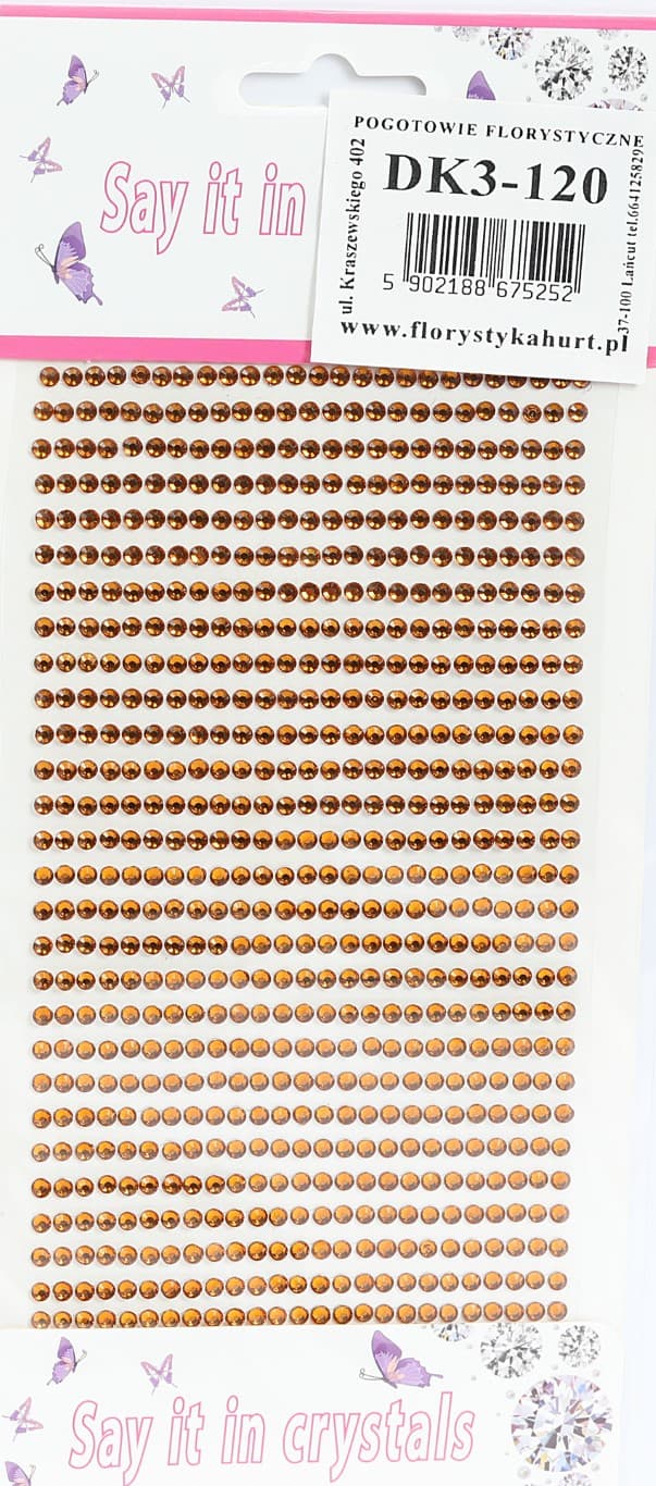 Dżety samoprzylepne kryształki 3mm/700sz, brązowe