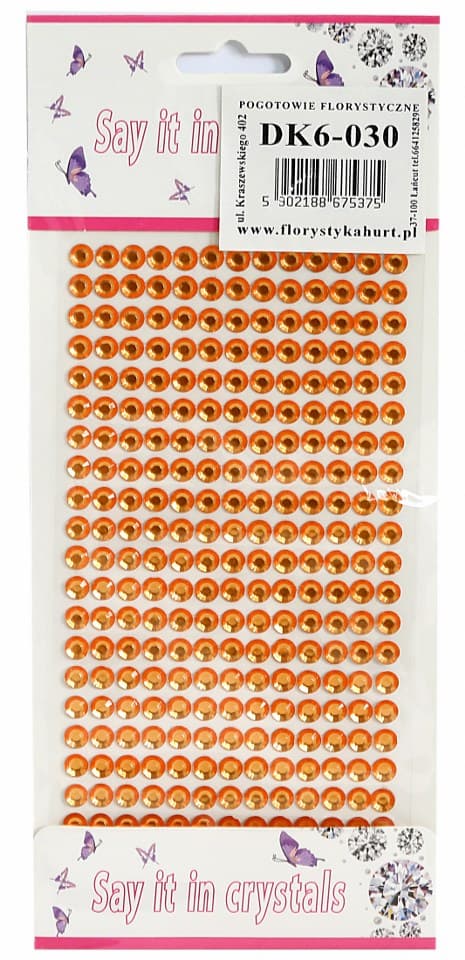 Dżety samoprzylepne kryształki 6mm/260sz pomarańcz