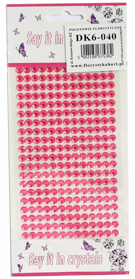 Dżety samoprzylepne kryształki 6mm/260szt, różowe