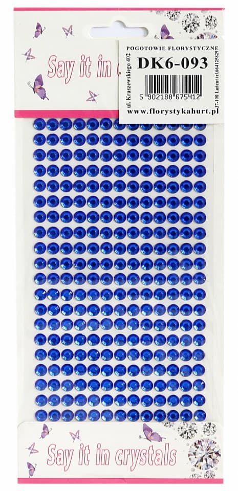 Dżety samoprzylepne kryształki 6mm/260szt chabrowe