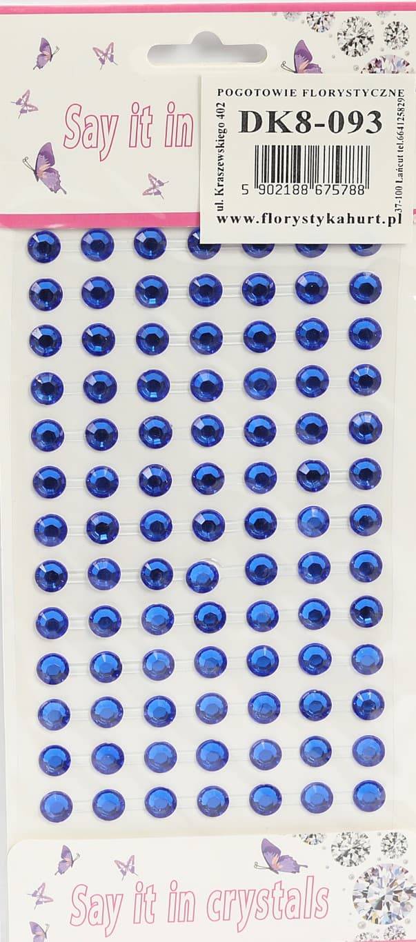 Dżety samoprzylepne kryształki 8mm/91szt, chabrowe