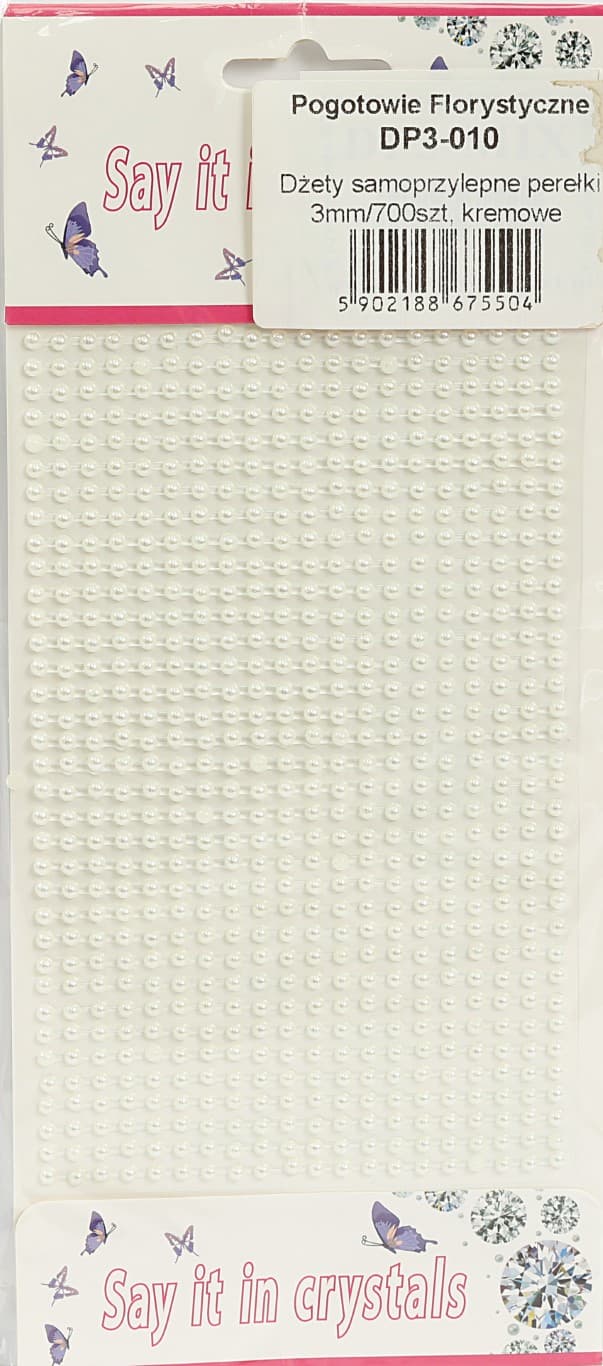Dżety samoprzylepne perełki 3mm/700szt, kremowe
