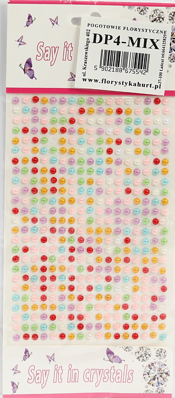 Dżety samoprzylepne perełki 4mm/442szt, mix kolor