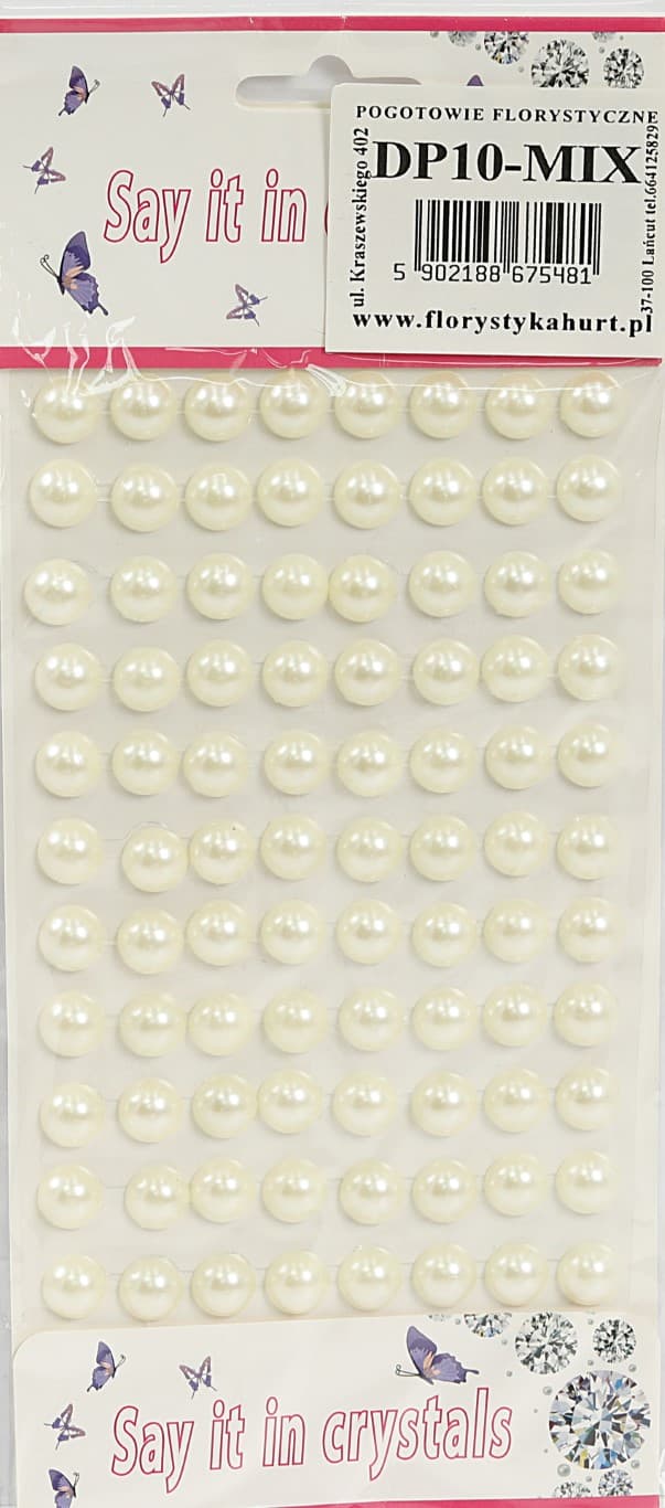 Dżety samoprzylepne perełki 10mm/88szt, kremowe