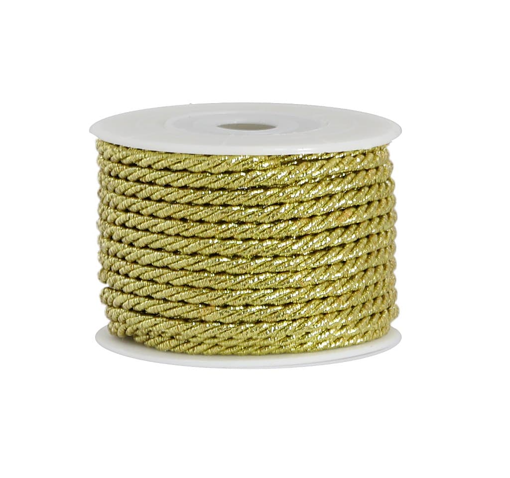 Sznur atłasowy skręcany, 3mm/10y, złoty metal