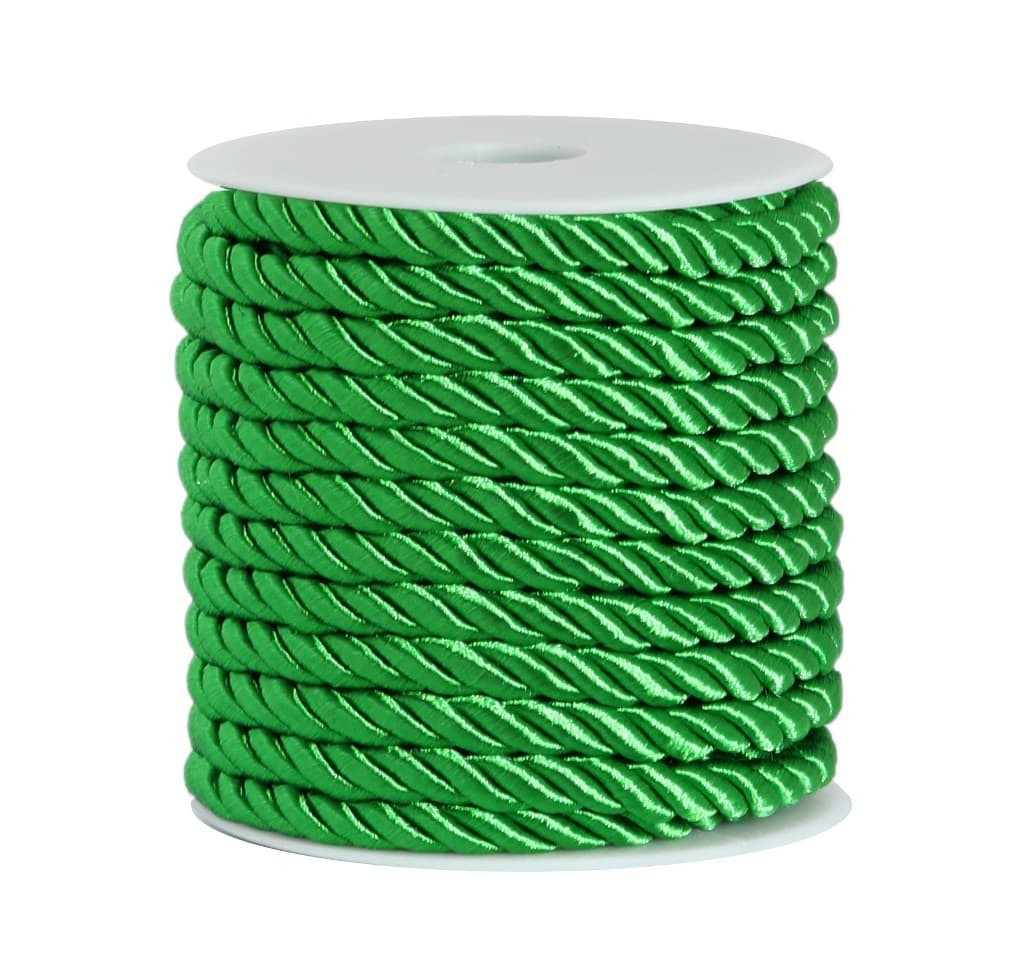 Sznur atłasowy skręcany, śr. 6mm/10y, zielony