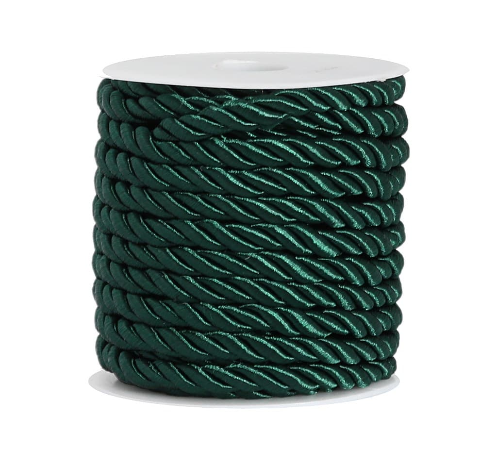 Sznur atłasowy skręcany, 6mm/10y, zielony butelka