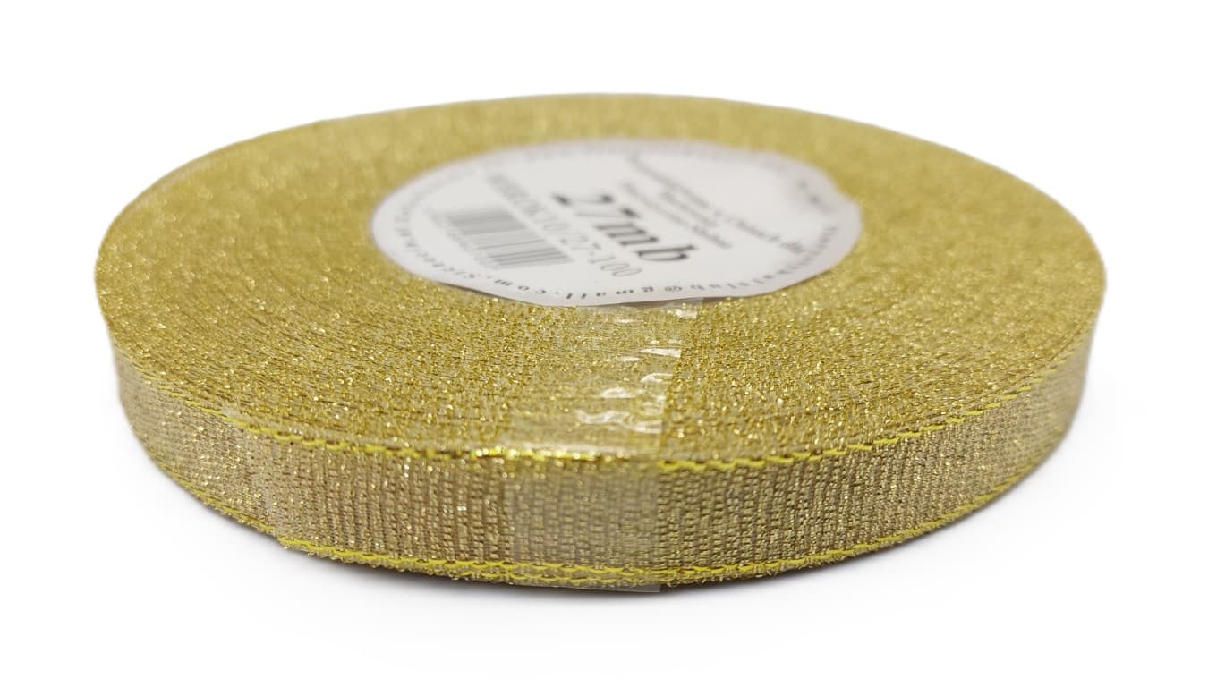 Wstążka brokatowa 10mm/27mb, złota