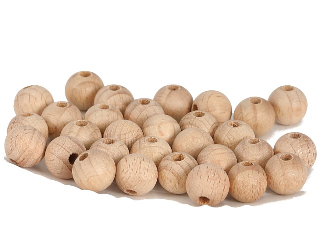 Korale, perły drewniane z dziurką, śr.12mm/30szt