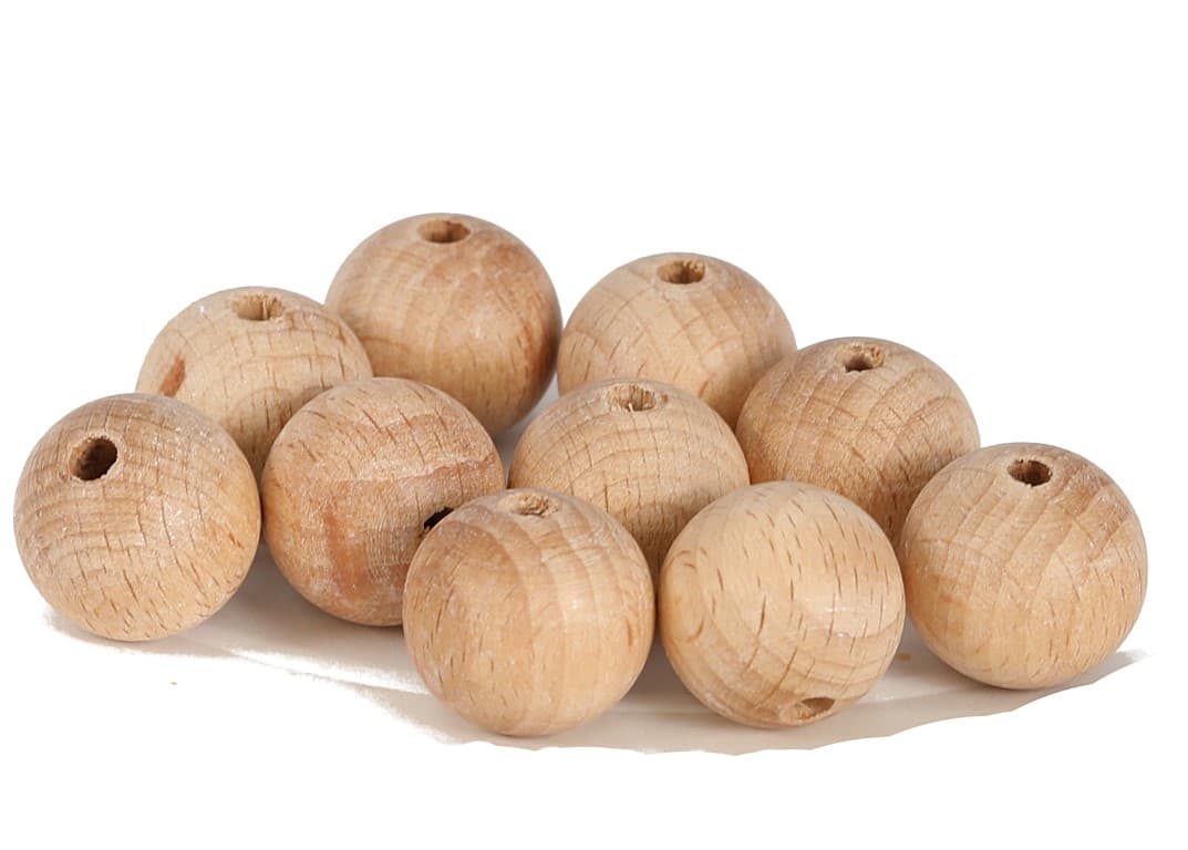 Korale, perły drewniane z dziurką, śr.20mm/10szt