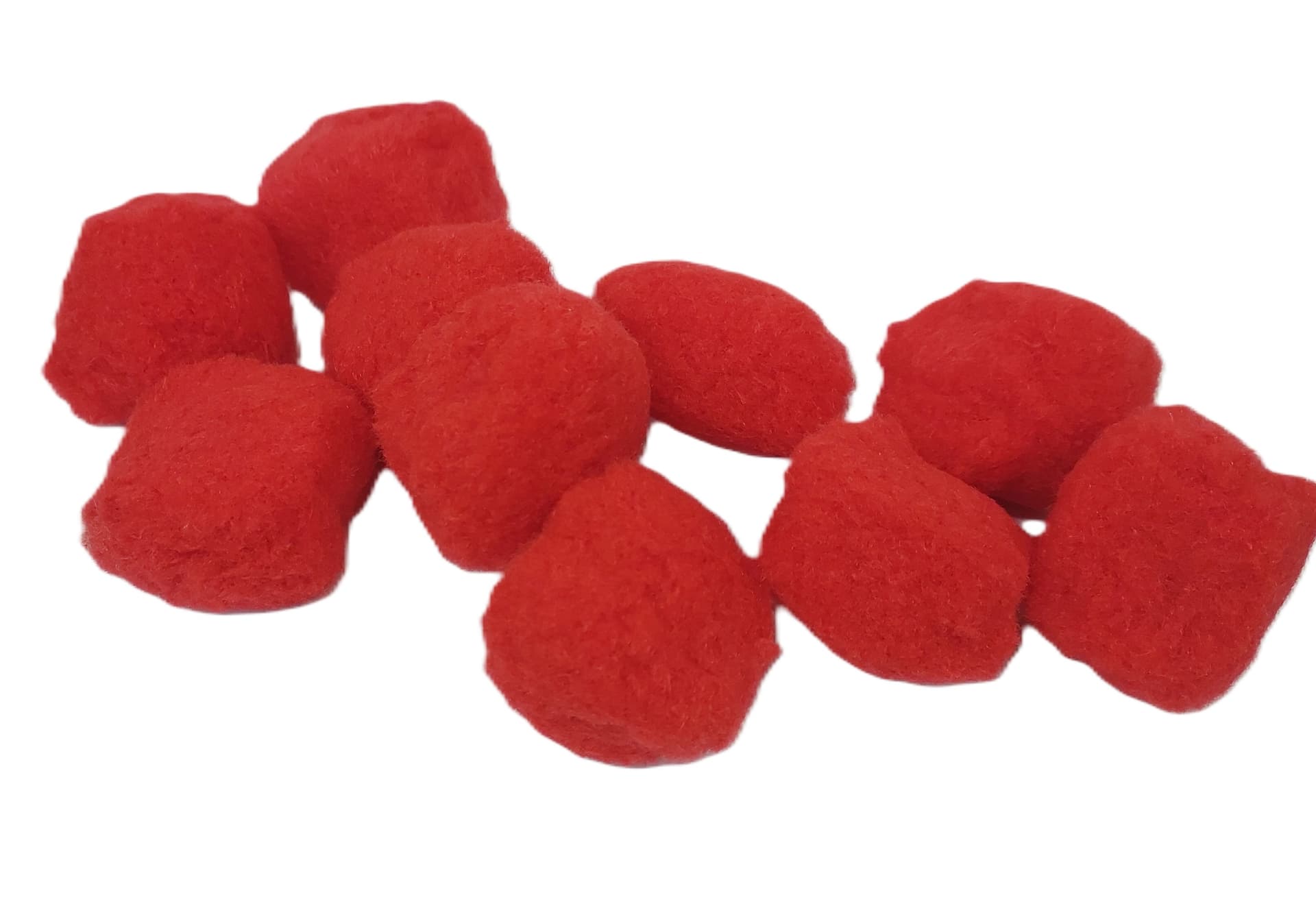 Pompony miękkie, śr. 5cm/10szt, czerwone