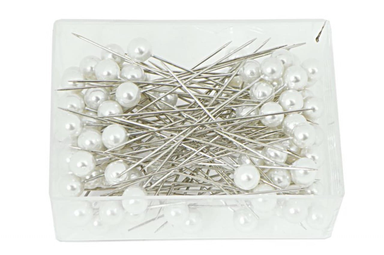 Szpilki z perełką, długość 6cm, śr.8mm/50szt białe