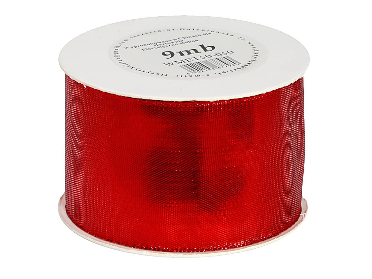 Wstążka metalizowana 50mm/9mb, czerwona