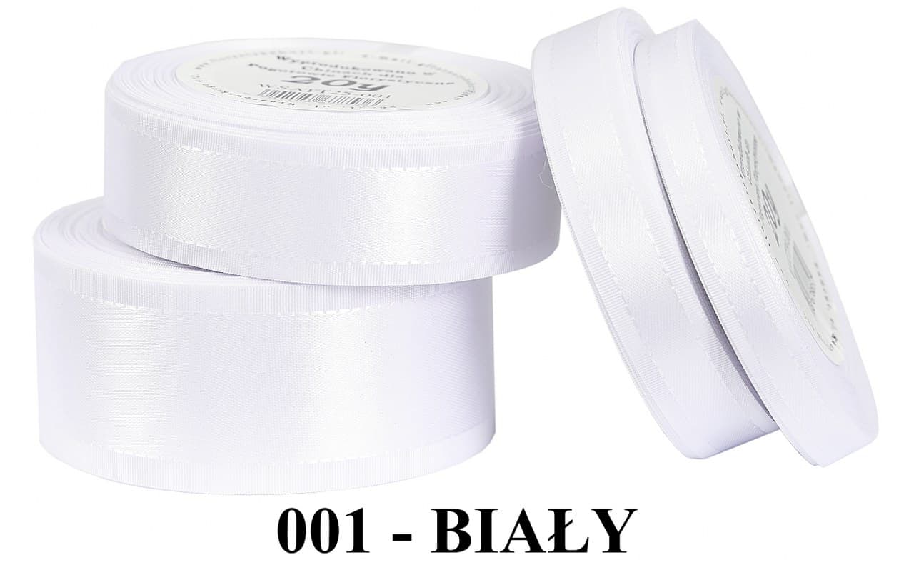 Wstążka z paskami satyna/tafta 15mm/20y, biała