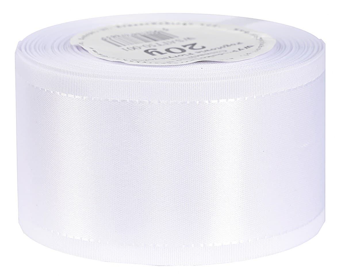 Wstążka z paskami satyna/tafta 50mm/20y, biała