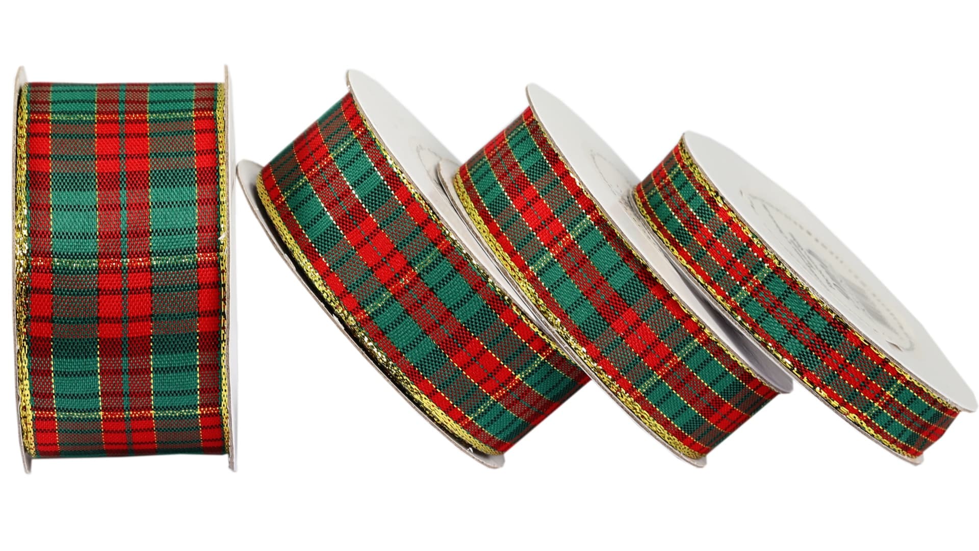 Wstążka  w szkocką kratkę, 19mm/9mb, złocona