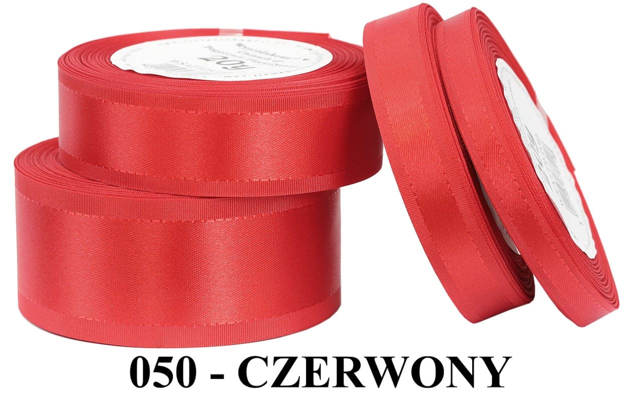 Wstążka z paskami satyna/tafta 9mm/20y, czerwony