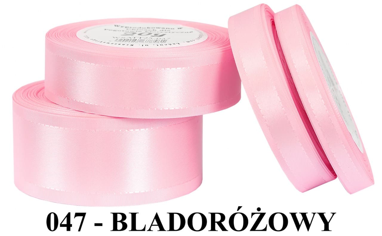 Wstążka z paskami satyna/tafta 15mm/20y, blady róż