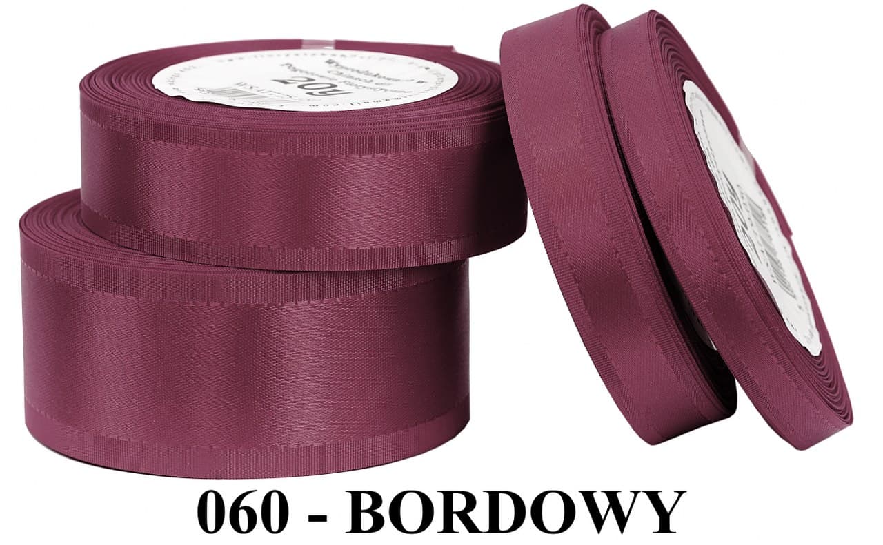 Wstążka z paskami satyna/tafta 15mm/20y, bordowy