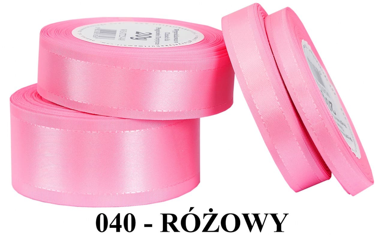 Wstążka z paskami satyna/tafta 25mm/20y, różowa
