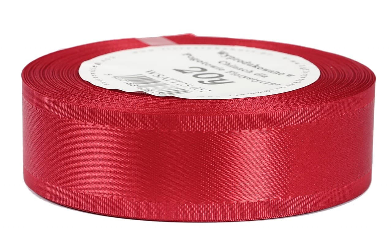 Wstążka z paskami satyna/tafta 25mm/20y c.czerwona