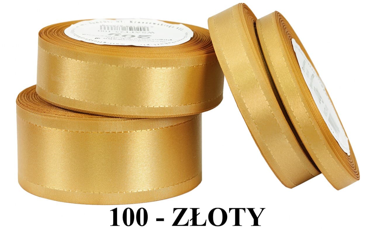 Wstążka z paskami satyna/tafta 25mm/20y, złota