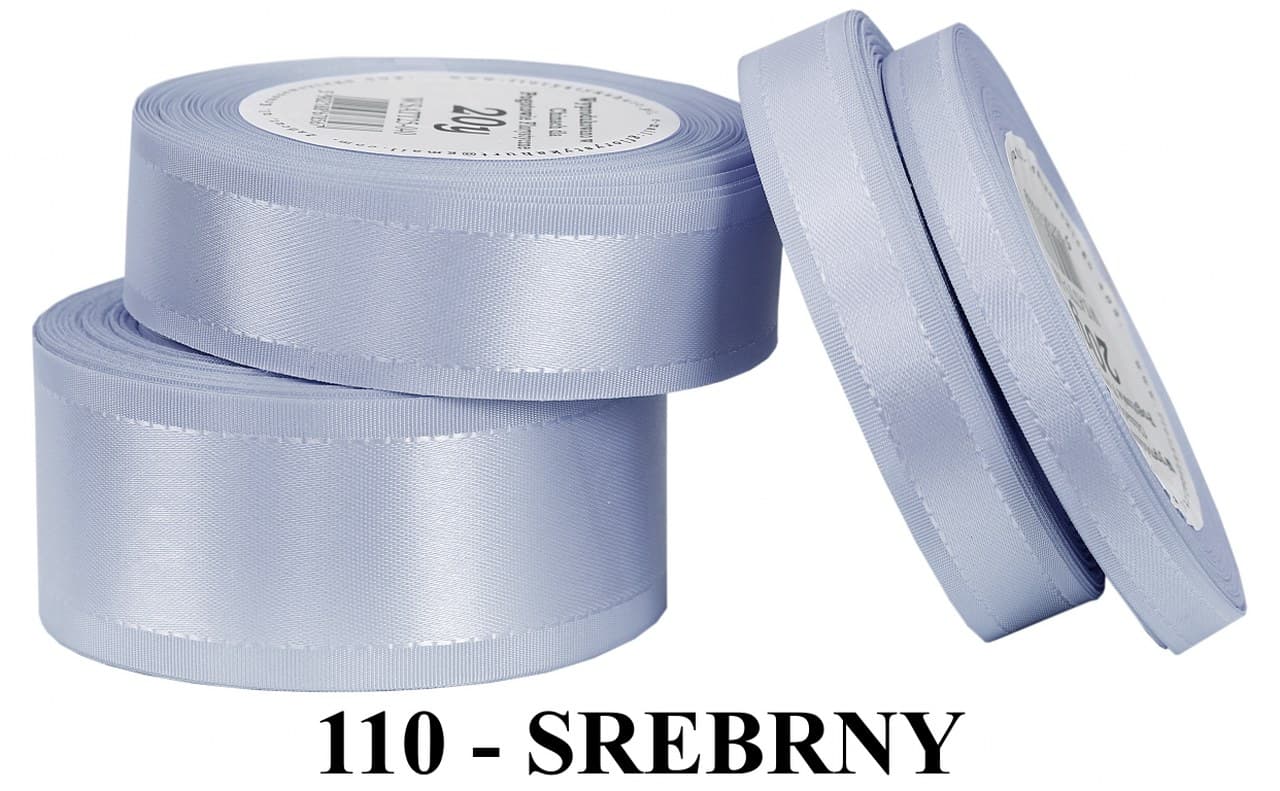 Wstążka z paskami satyna/tafta 25mm/20y, srebrna