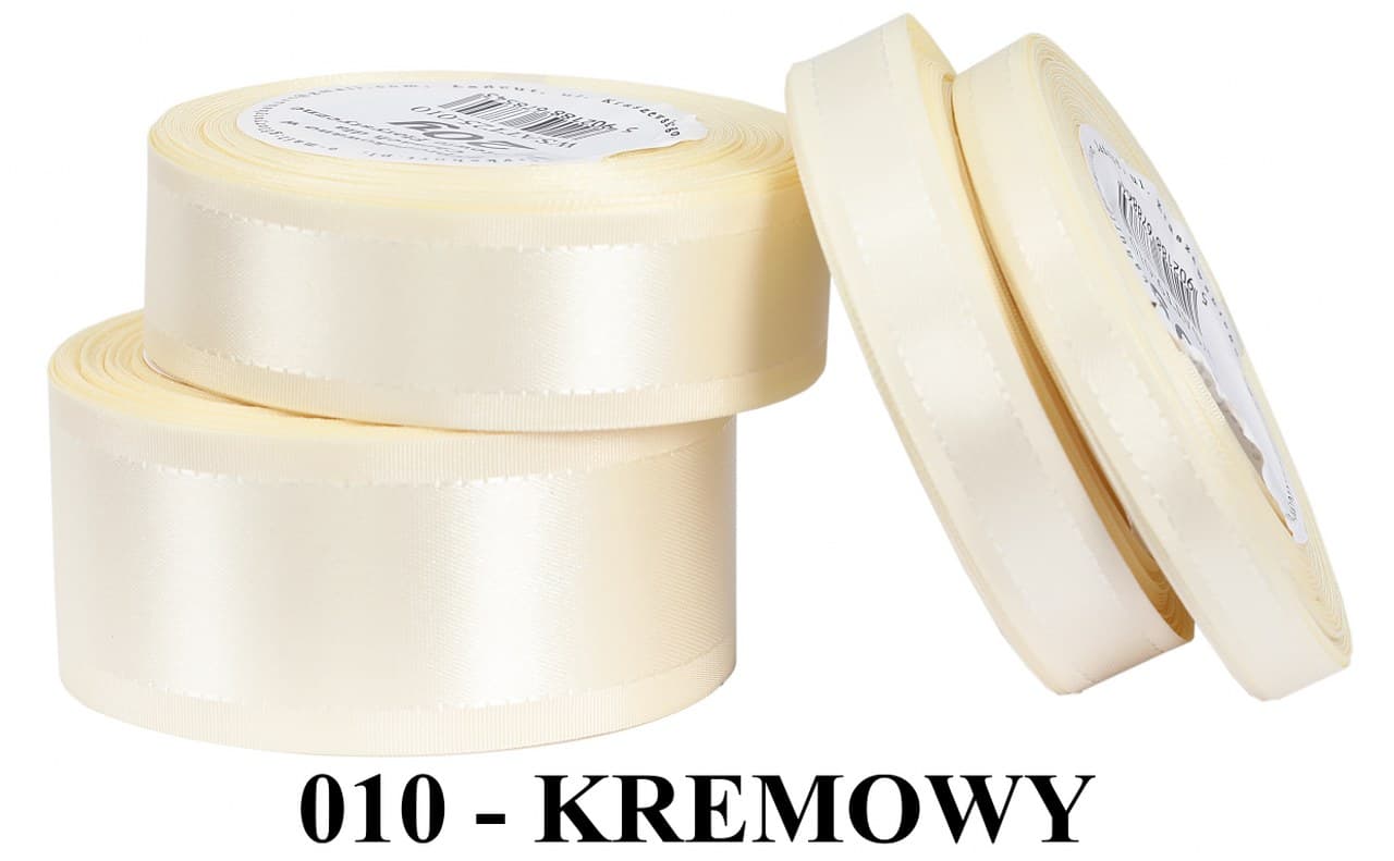 Wstążka z paskami satyna/tafta 38mm/20y, kremowa