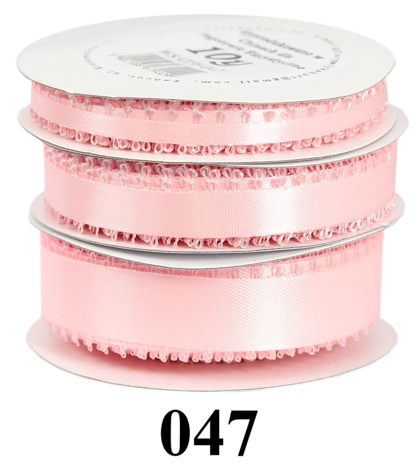 Wstążka satynowa z frędzlami, 6mm/10y, blady róż