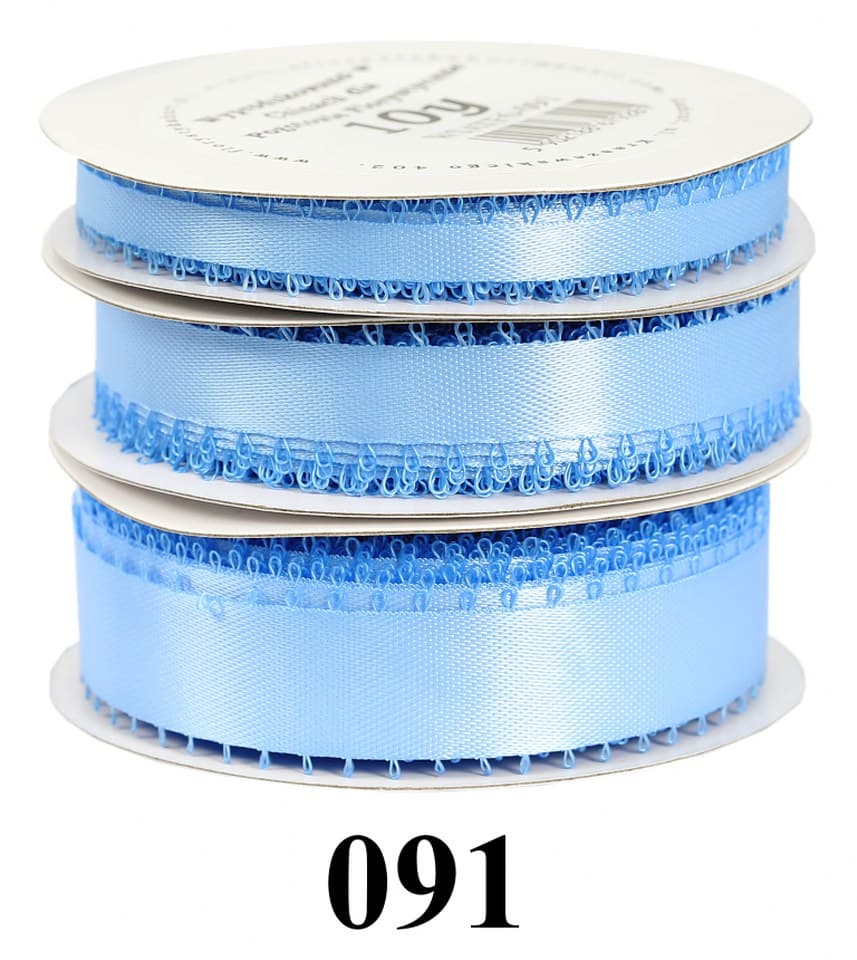 Wstążka satynowa z frędzlami, 6mm/10y, błękitna